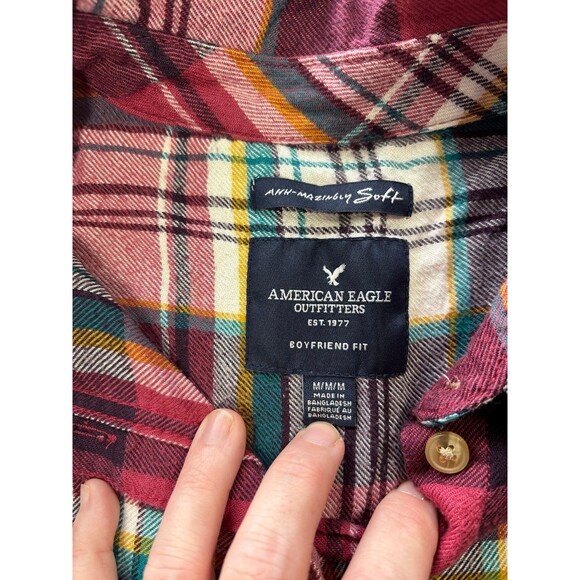 American Eagle Outfitters Boyfriend Fit Button Down Flannel Shirt size medium - Picture 5 of 5